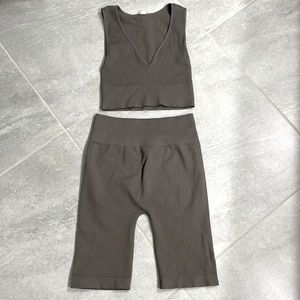 Avocado biker high rise short set deep v bra size S M Small Medium